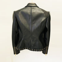 Fashion Heavy Industry Eyelet Rope Slim-fit Leather Coat Suit Jacket