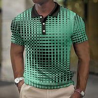 Fashion Plaid Pattern Men's Casual Short-sleeved Top