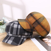 Korean Style Color Matching Plaid Beret Fashion Artistic Sunshade