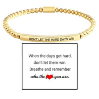 4mm Gold Bead Bracelet With Stainless Steel Curved Tube And Laser Engraving
