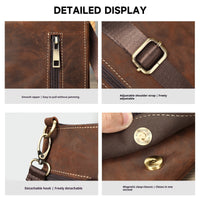 Retro First Layer Cowhide Crazy Horse Leather Crossbody Bag