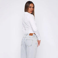 Womens Top Solid Color Slim-fit Ladies Long-sleeve  Elegant