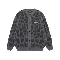 Retro Personalized Leopard Print Knitted Sweater Cardigan