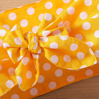 Girls' Yellow With Polka Dots Suspender Flared Jeans Suit