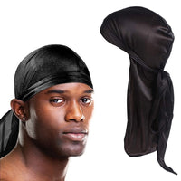 Unisex Satin Long Tail Headwrap  Stretchy Pirate Hat And Hip Hop Turban For Men And Women, Elastic Bandana Cap For Costume And Fashion