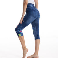 Stylish Printed Faux Denim Leggings With A Stretchy Slim Fit