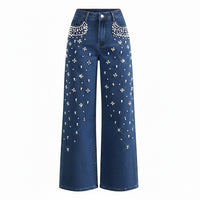Casual Loose-Fitting, Slimming Straight-Leg Denim Trousers