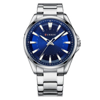 Waterproof Round Mens Simple Steel-Strap Watch