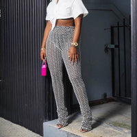European And American Summer Casual Slim-fit Figure Flattering Hip Lifting Trousers Flow Ripple Hollow Pile Pants