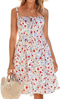 Womens Retro Elegant Lace-Up Holiday Beach Dress