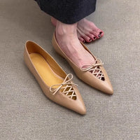 Womens Bow-Knot French Cutout Commuter Flat Shoes