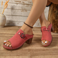 Women's Buckle-Strap Casual Wedge Fish-Tongue Sandals