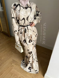 Women's Fashion Satin Printed Skirt Set