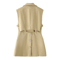 European And American Style Temperament Commute Trendy Backless Irregular Suit Vest