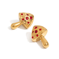 Inlaid Zircon Niche Design Mushroom Titanium Steel No Fading Earrings