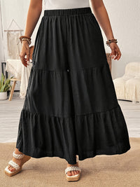 Casual Relaxed-fit Pleated Wide-leg Layered Cake Pants