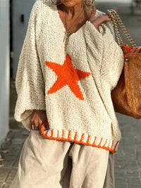 Casual Loose Loop Yarn V-neck Women's Sweater