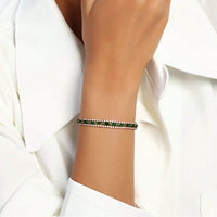 Mens And Womens Fashionable Full-diamond Green Zircon Bracelet Jewelry
