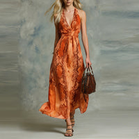 Deep V-neck Sleeveless Halterneck Casual French-style Dress