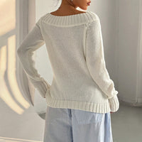 Head Sloping Exposed Shoulder Women's Autumnwinter Knit Casual