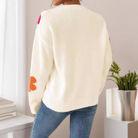 Womens Floral V Neck Casual Long Sleeve Knit Topversatile And Easy To Style