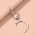 Moon With Diamonds Belly Button Ring