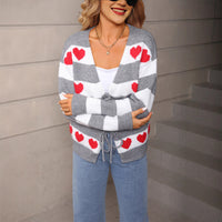 Love Sweater Lace Cardigan Color Matching Knitted Coat