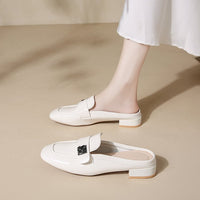 2026 New British Style Square Toe Mules For Women, Outdoor Wear, Elegant Lady Style Closed Toe Mary Janes, Block Heel Plus Size Slip-on Shoes