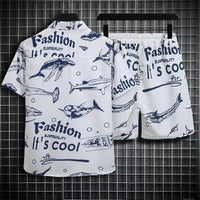 Fashion Ins Printed Shirt Beachwear Casual Shorts Suit