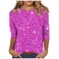 Sequin T-shirt With Three-quarter Sleeves And A Crew Neck For Women