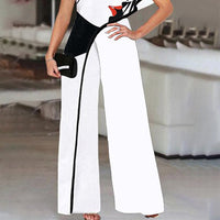 Women's Slimming Printed Fashion Color Contrast Jumpsuit