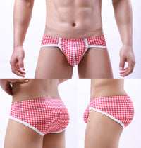 U Raised Pouch Plaid Briefs For Men