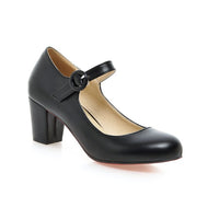 Buckle High Heels Spring Round Head Leisure Low Top Large Size Women's Shoes