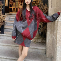Fashionable Knitted A- Line Short Skirt Two-piece Set For Women