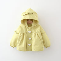 Children's Mid-length Love Hooded Trench Coat
