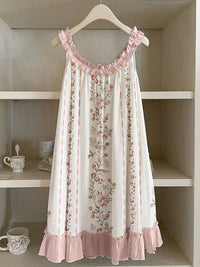 3D Digital Print Pastoral-style Womens Strap Lace Dress