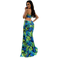 Women's Printed Sexy Slit Slip Dress Long Dress