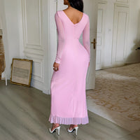 European And American Elegant Style Slip Dress With Slits