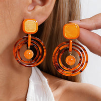 Silver Needle Acrylic Multi-Layer Round Earrings