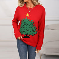 European And American Style Women Red Christmas New Year Sweater