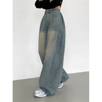 Retro High Waist Loose Straight Jeans For Women