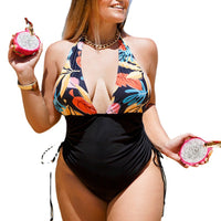 Sexy L Pleating Slim Backless Series Neck Women's One-piece Swimming Suit Swimsuit