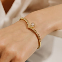 Light Luxury Zircon Fashion Open Cuff Bangle