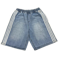 Hip Hop Striped Embroidery Baggy Denim Shorts