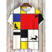 Mens 3D-printed Short-sleeve Sports T-shirt Top