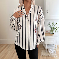Commuter-style Single-breasted Striped Lapel Shirt