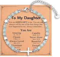 Natural Stainless Steel Cross Beaded Bracelet Card