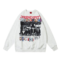 Kitten Print Loose Pullover Sweatershirt