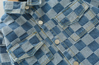 Plaid Double Pocket Lapel Long-sleeved Trousers Overalls Children's Suit