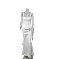 Elegant Strapless Long White Slip Dress For Women
